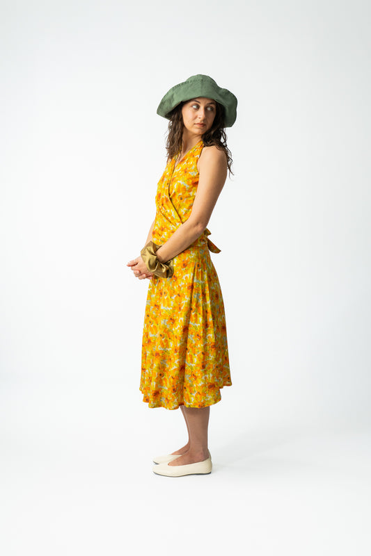 Linen Blend Cardo Dress Yellow