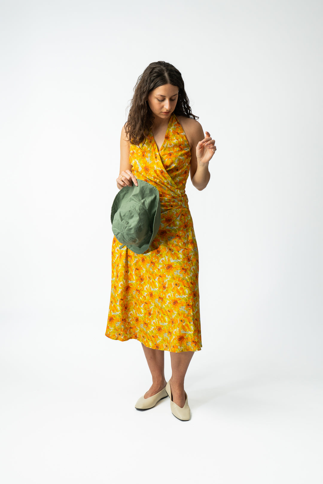 Linen Blend Cardo Dress Yellow