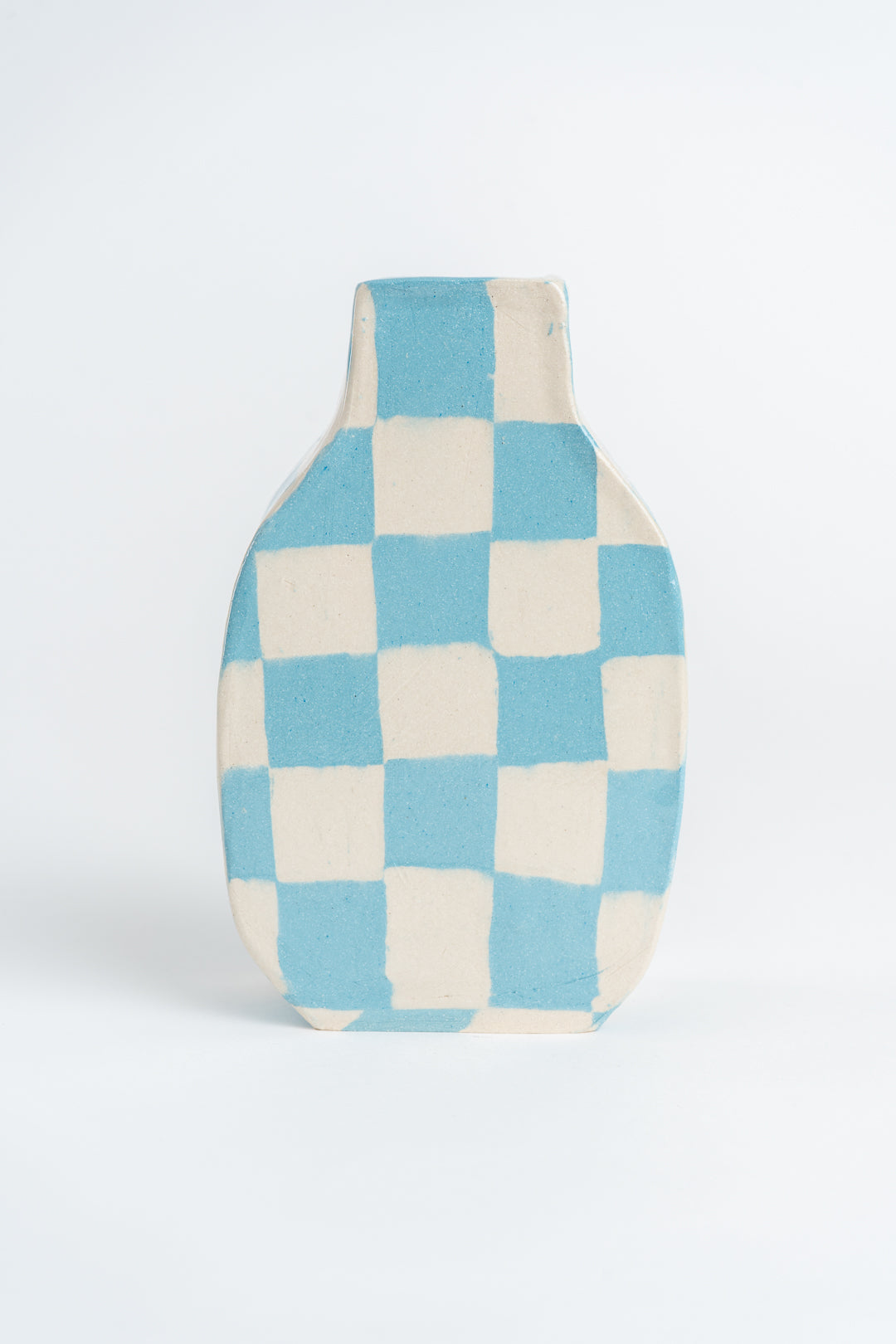Ceramic Checkerboard Vase Blue