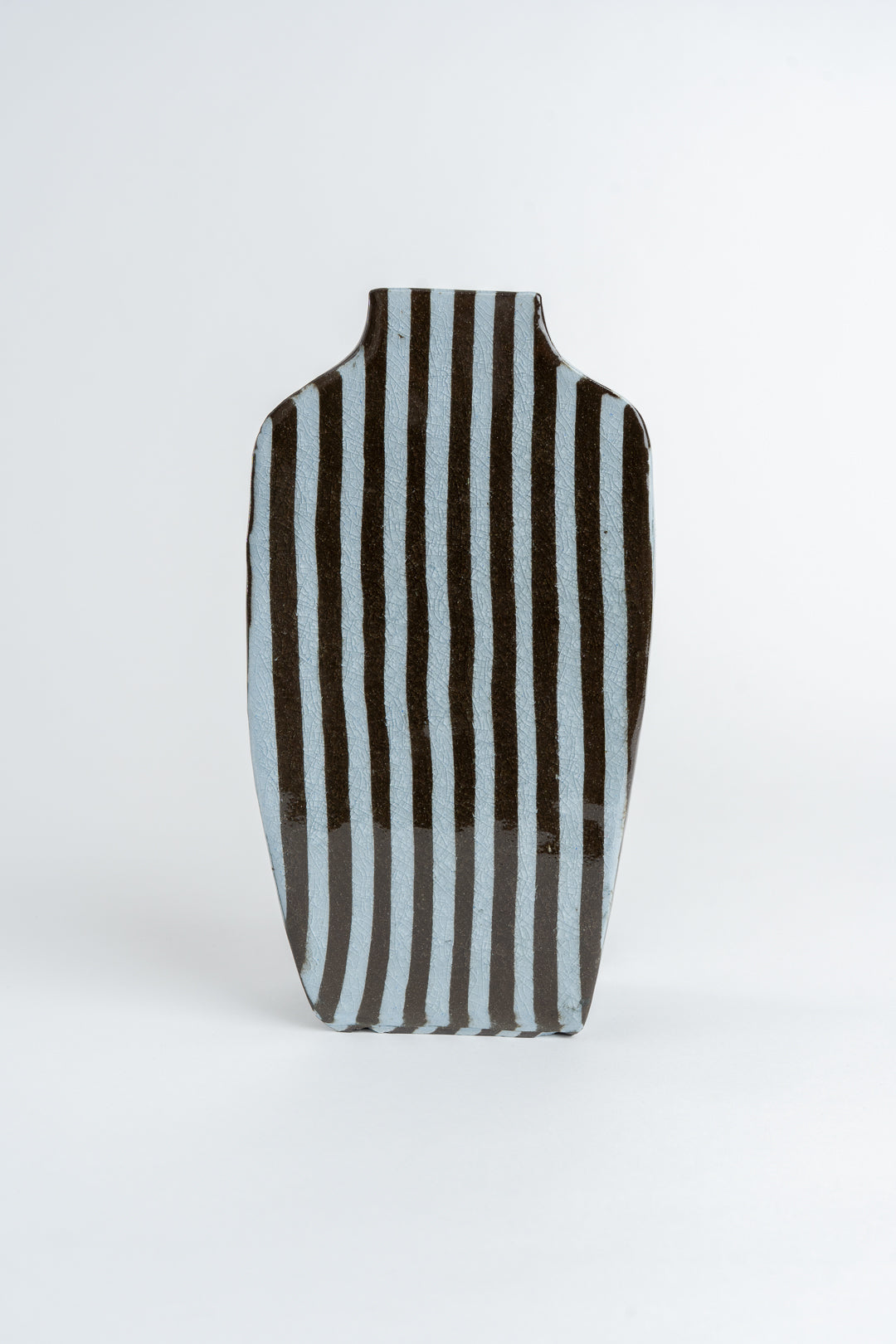 Ceramic Stripe Tall Vase Blue