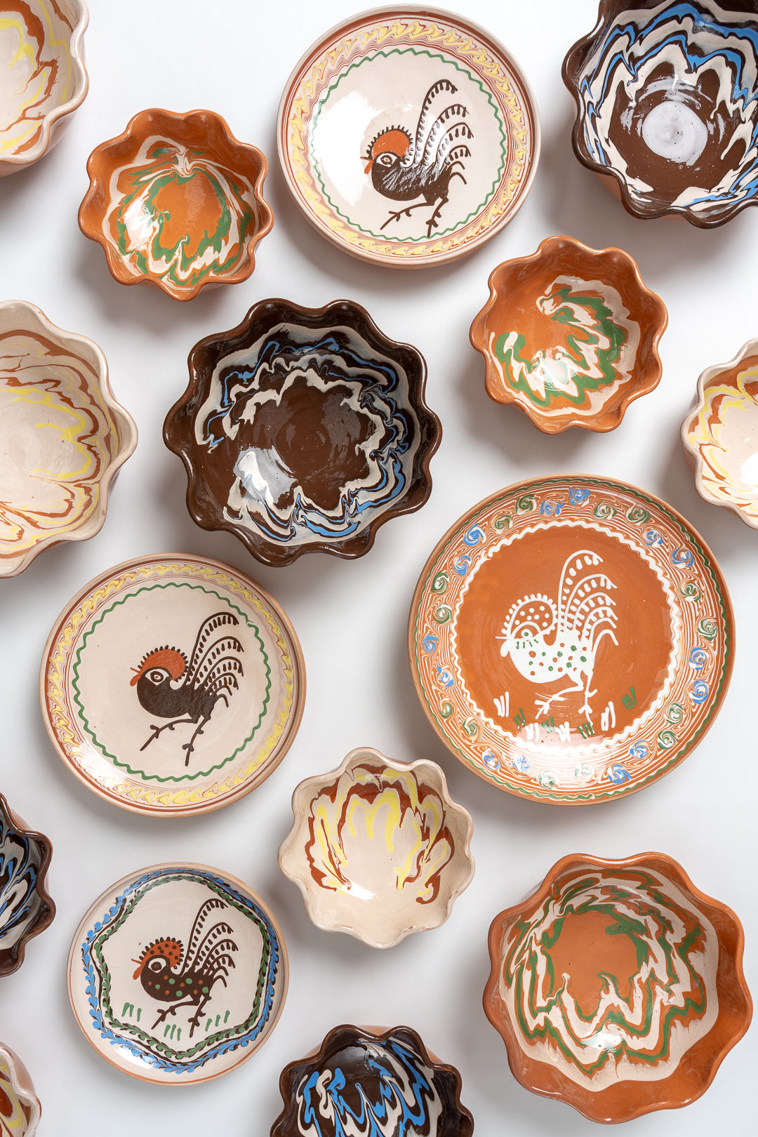 Horezu Romanian Rooster Plate Extra Large