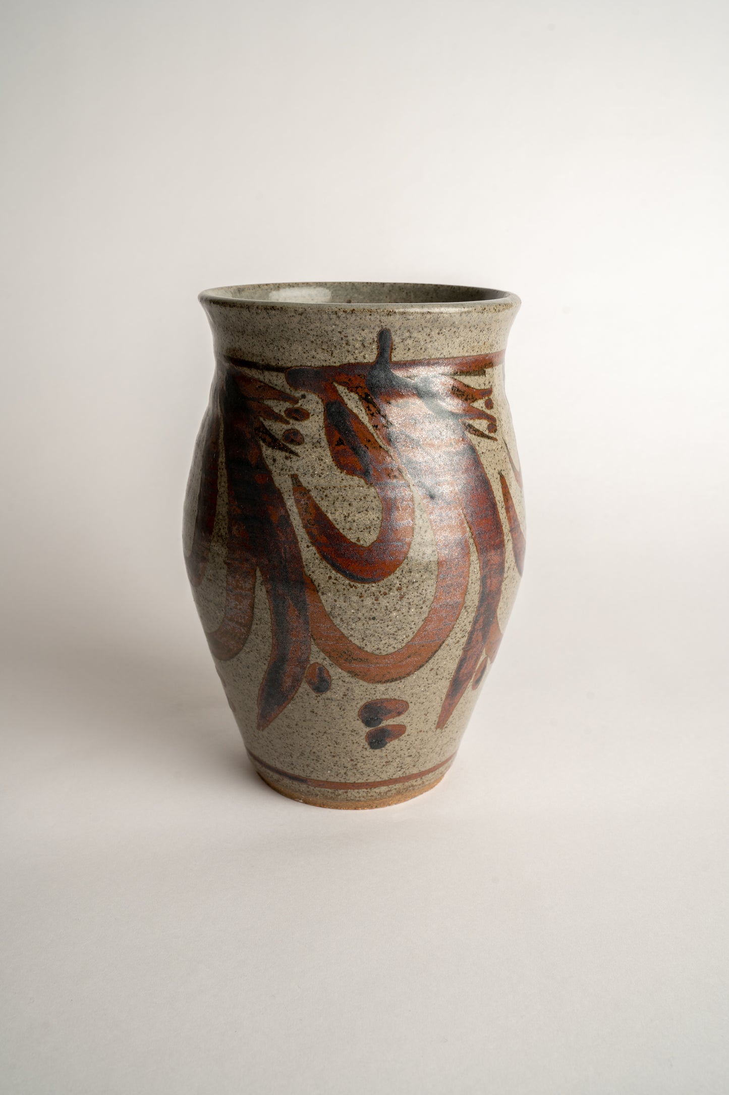 Studio Vase With Fluid Decoration Signed