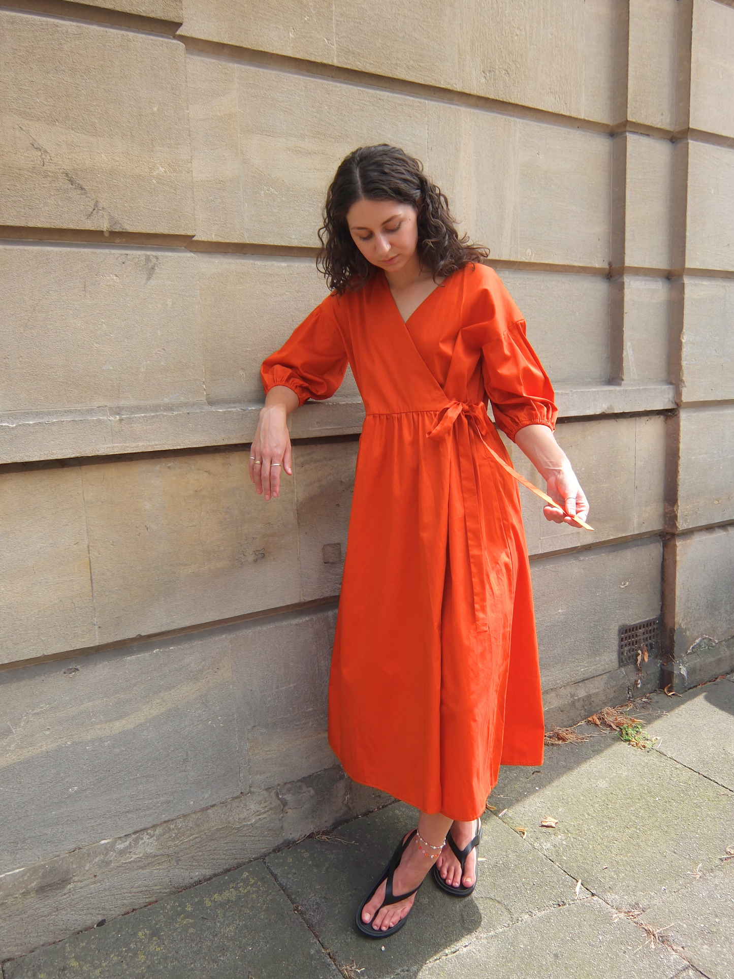 Cotton Lila Wrap Dress Orange