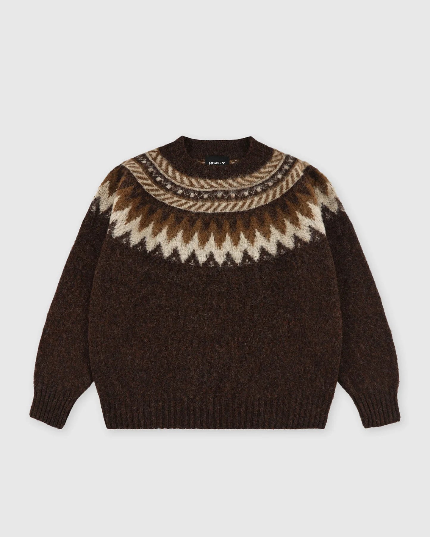 Scottish Lambswool Broken Flowers Pullover Brown