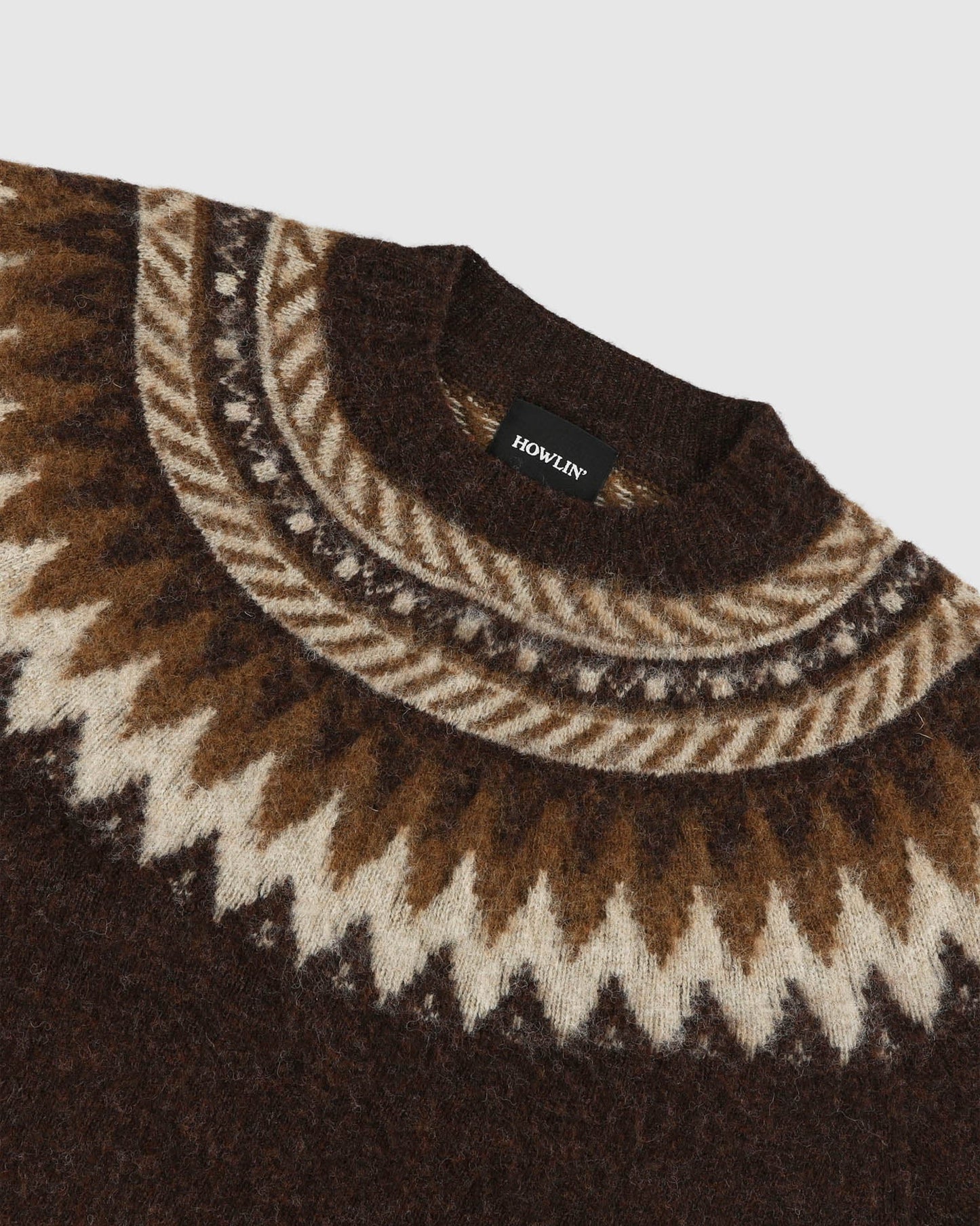 Scottish Lambswool Broken Flowers Pullover Brown