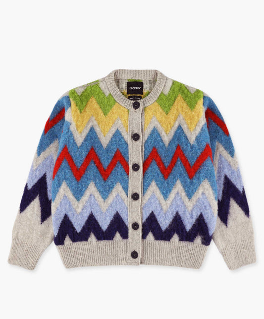 Scottish Lambswool Frozen Laughter Cardigan Cosmic Latte