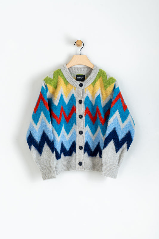 Scottish Lambswool Frozen Laughter Cardigan Cosmic Latte