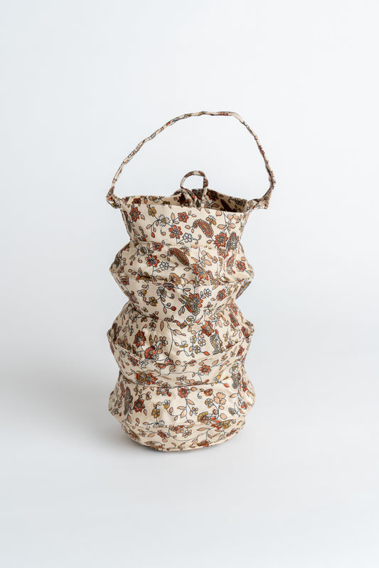 Hand Made Silk Drawstring Lantern Bag Beige