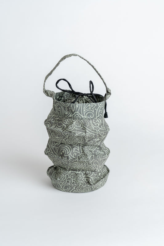 Hand Made Silk Drawstring Lantern Bag Green