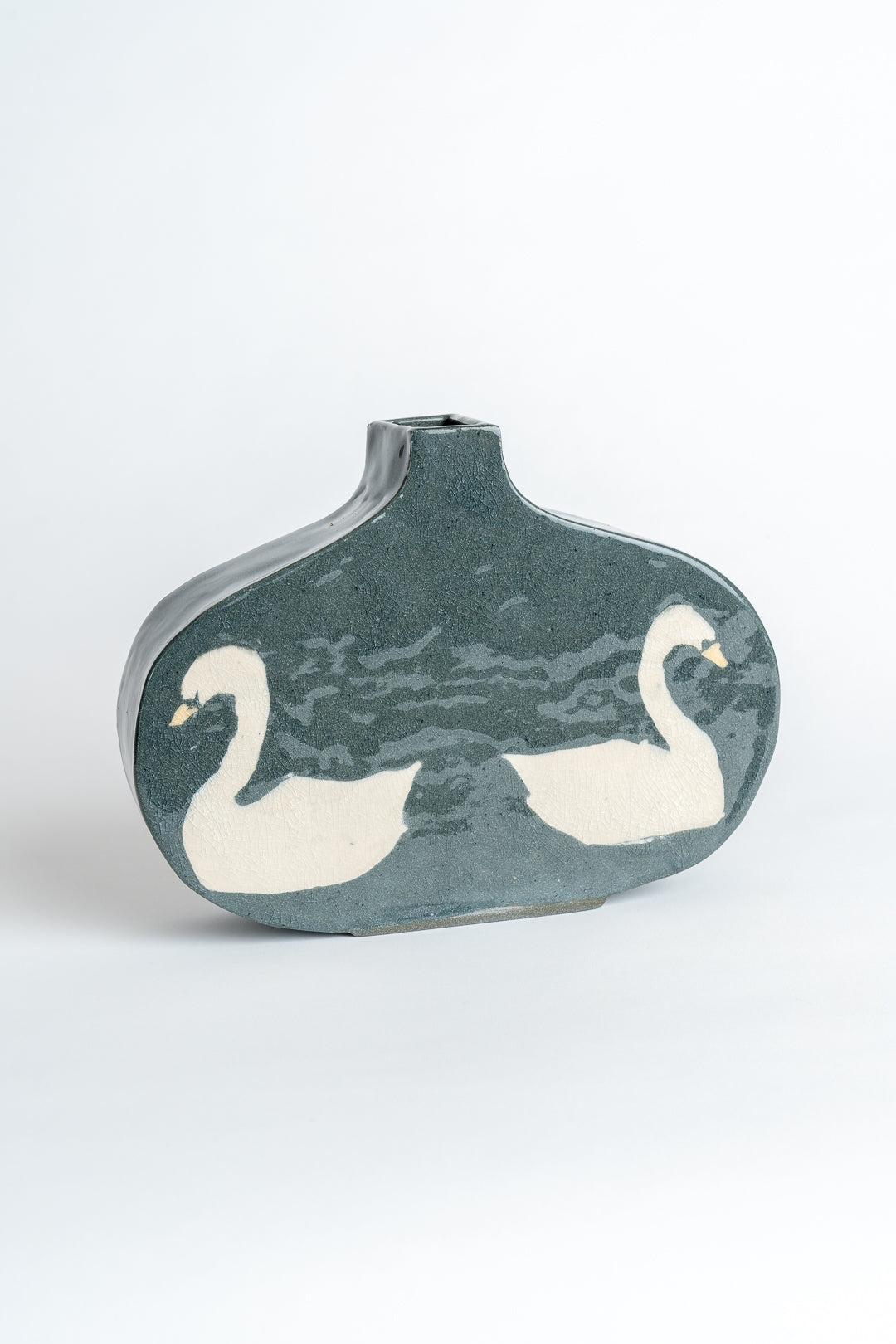 Ceramic Swan Vase Charcoal