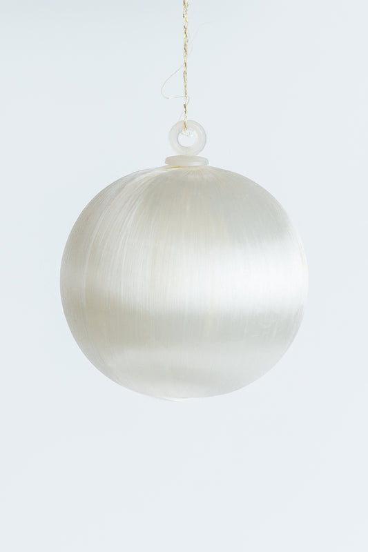 Vintage Satin Spun Christmas Bauble White