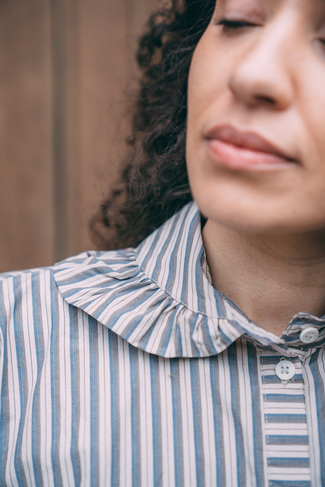 Cotton Brookes Shirt Natural, Blue & Brown