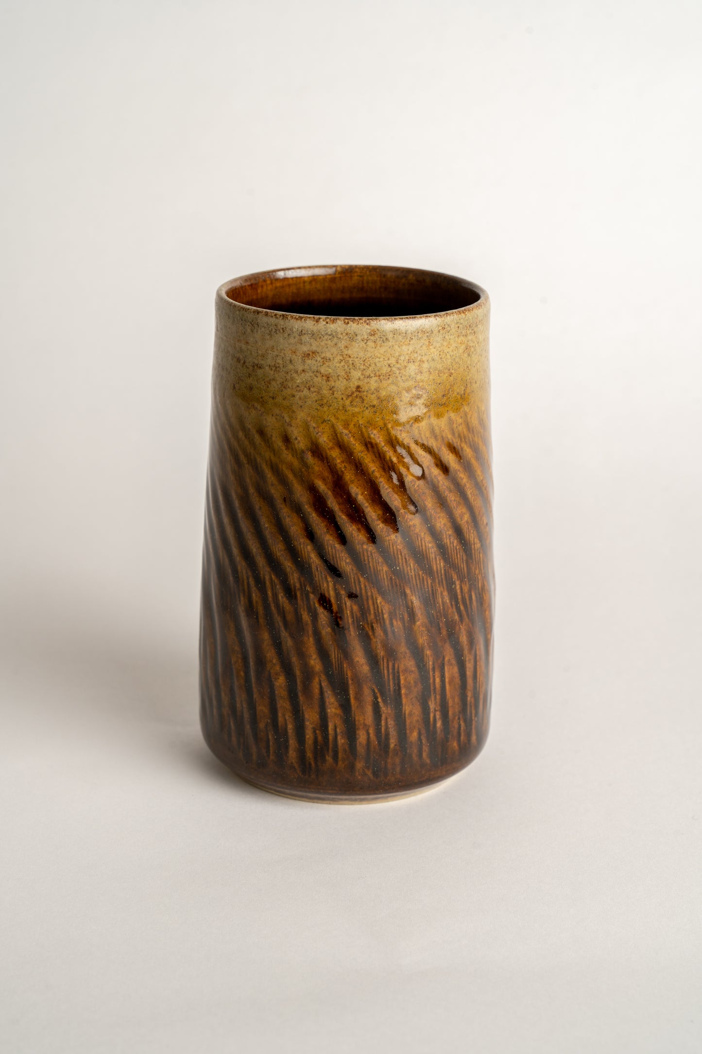 Curated Home & Grown Cylinder Vase With Beautiful Spiralling Decoration