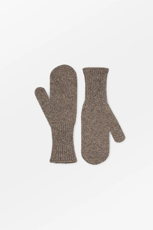 Recycled Wool Olivia Mittens Brown Mouliné