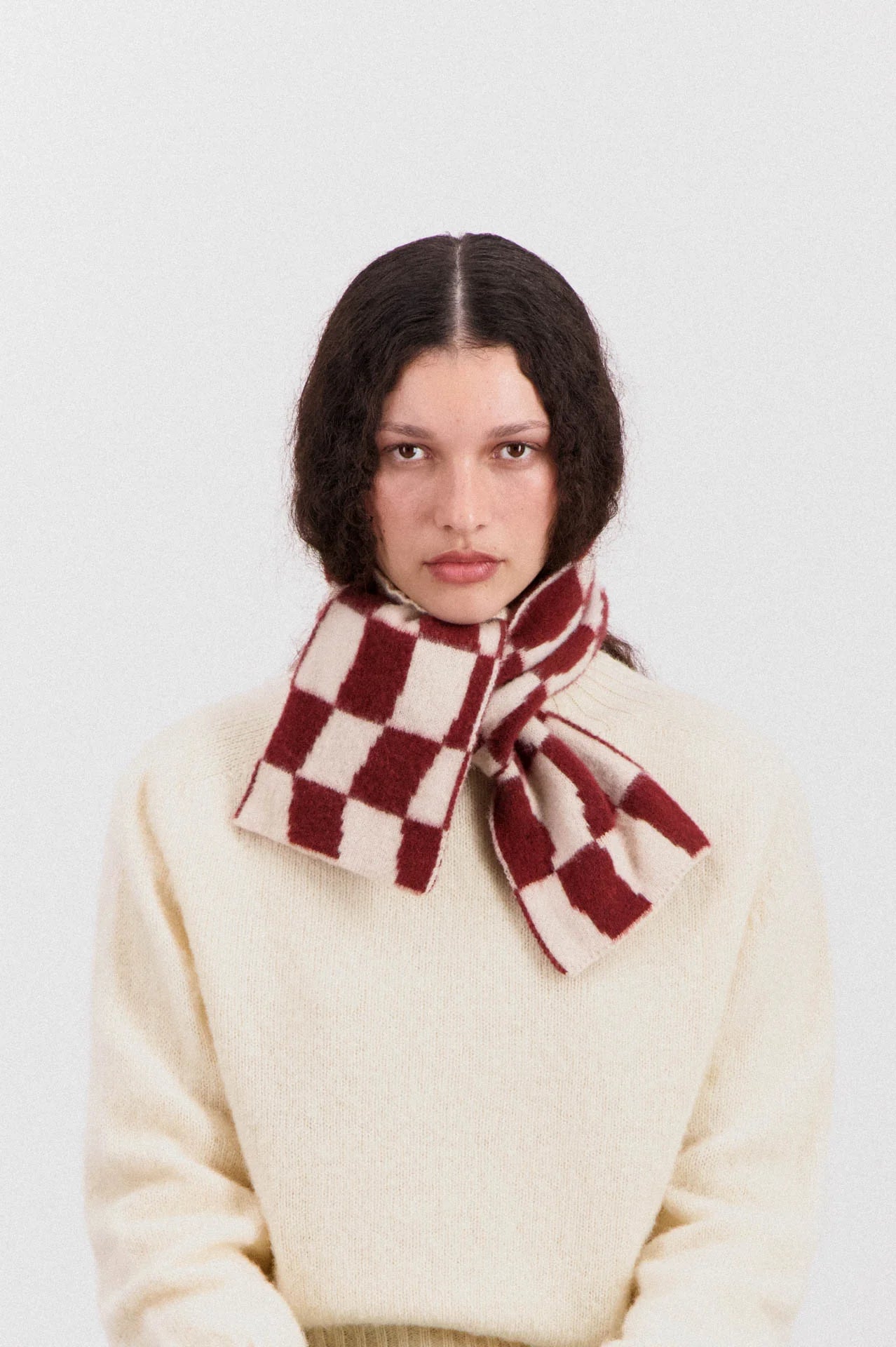 Scottish Lambswool Mini Checkerboard Scarf