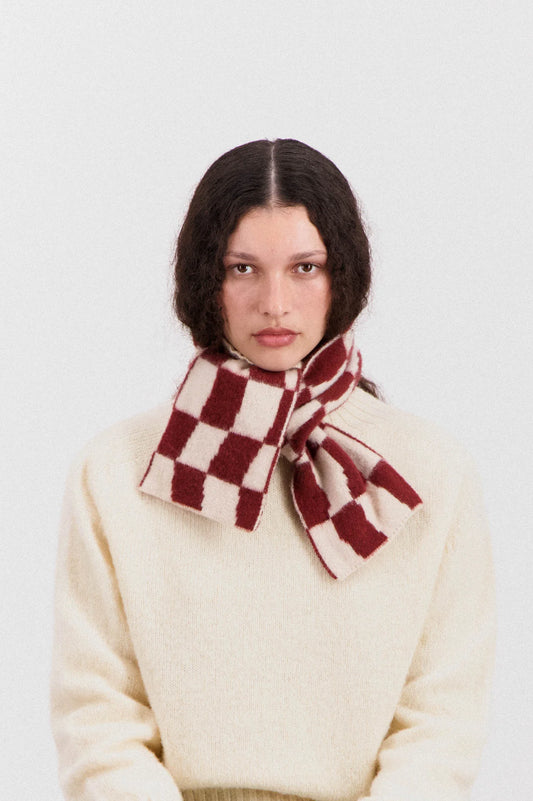 Scottish Lambswool Mini Checkerboard Scarf