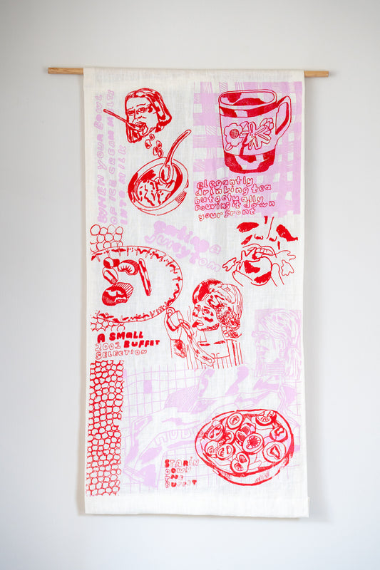 'Tomato' Linen Screen Print Table Runner