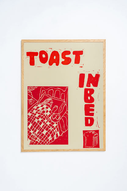 'Toast in Bed' Lino Print