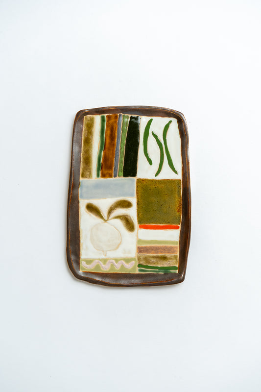 Ceramic 'Green Beans Allotment' Hand Painted Plate Multi