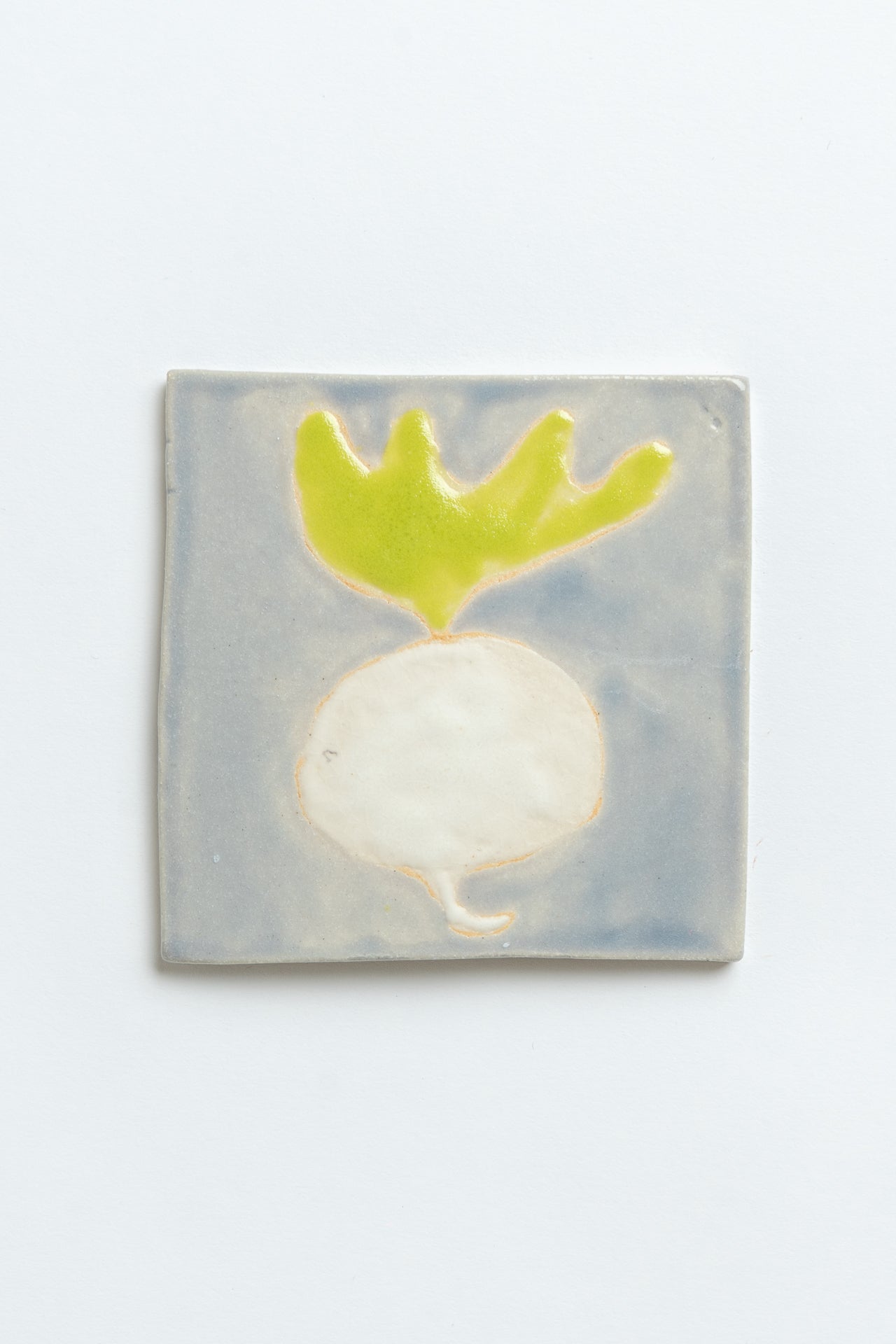 Hand Painted 'Turnip' Ceramic Tile White