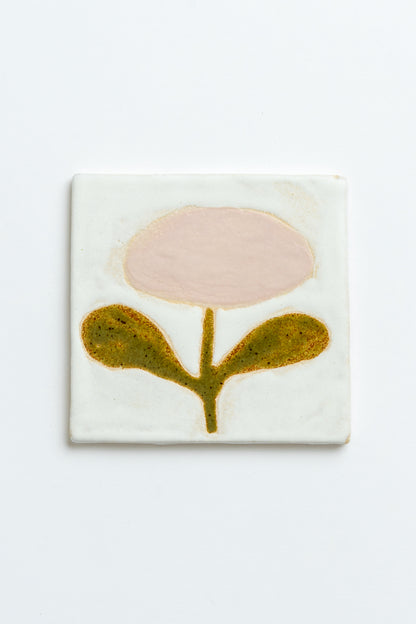 Ceramic 'Pink Flower' Hand Painted Tile