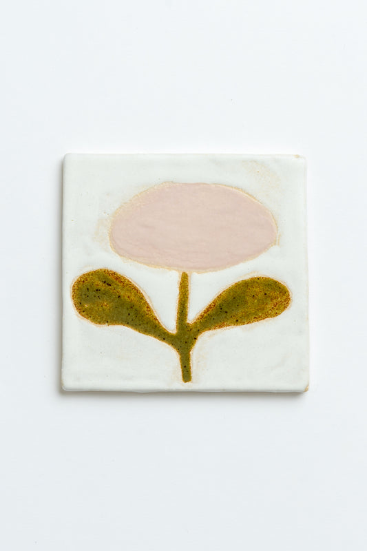 Ceramic 'Pink Flower' Hand Painted Tile