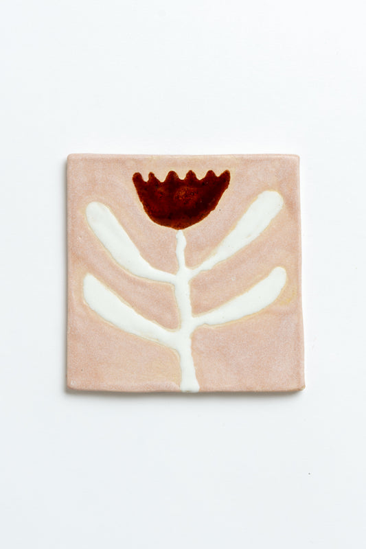 Ceramic 'Tall Tulip' Hand Painted Tile