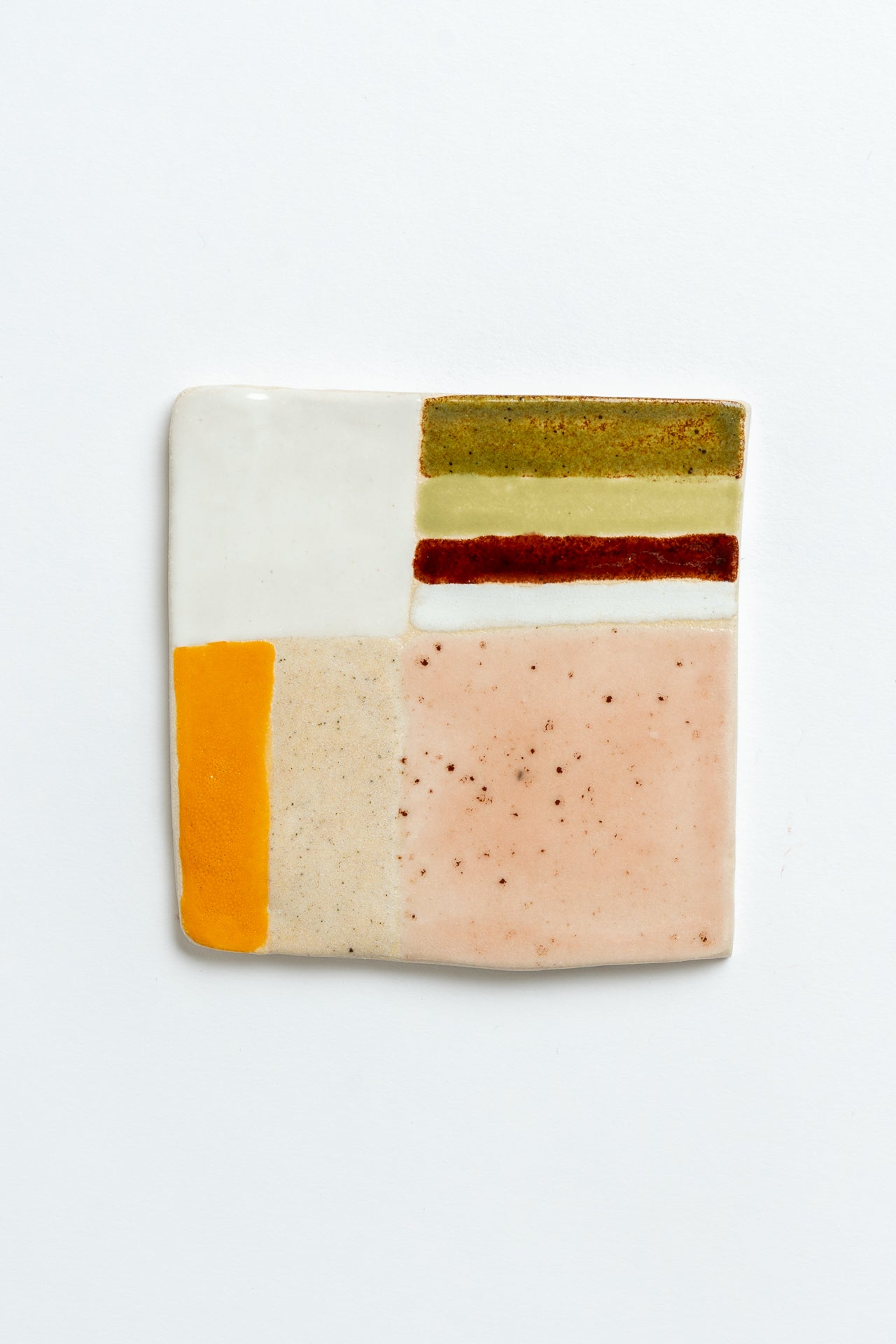 Hand Painted 'Allotment Patchwork' Ceramic Tile Multi