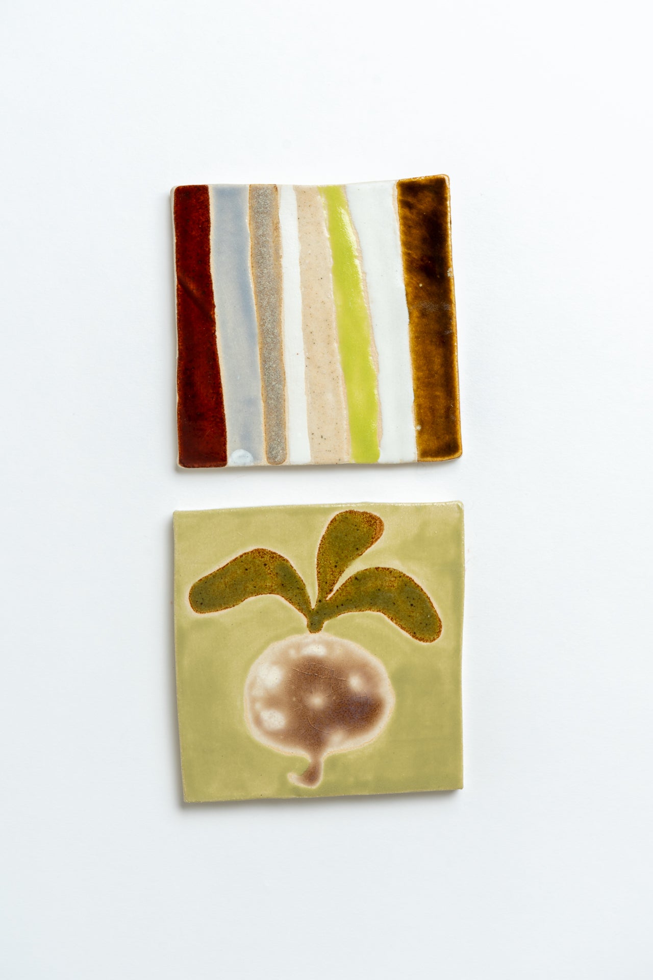 Hand Painted 'Spotty Turnip' Ceramic Tile Green