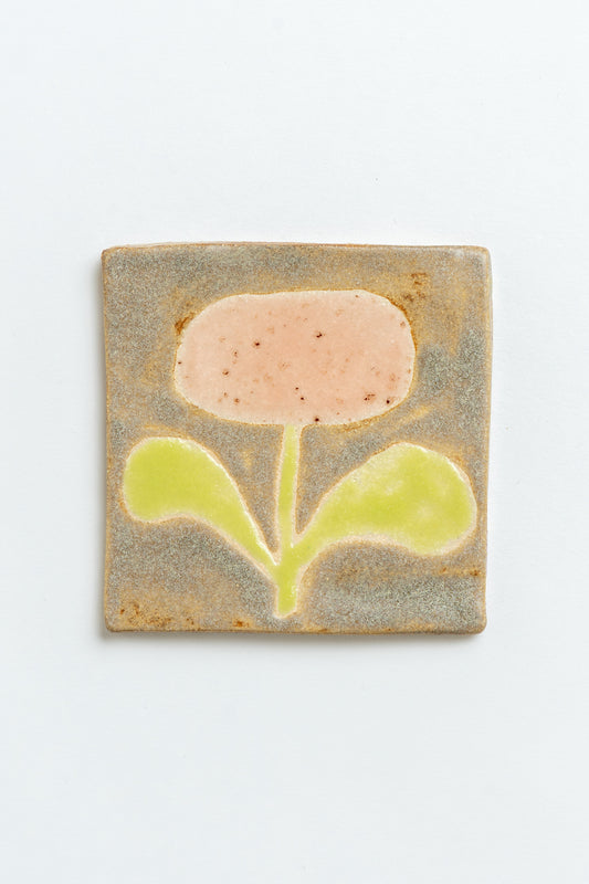 MIMMO Studios x Studio Alice Johnson Hand painted ceramic Tulip flower tile. 