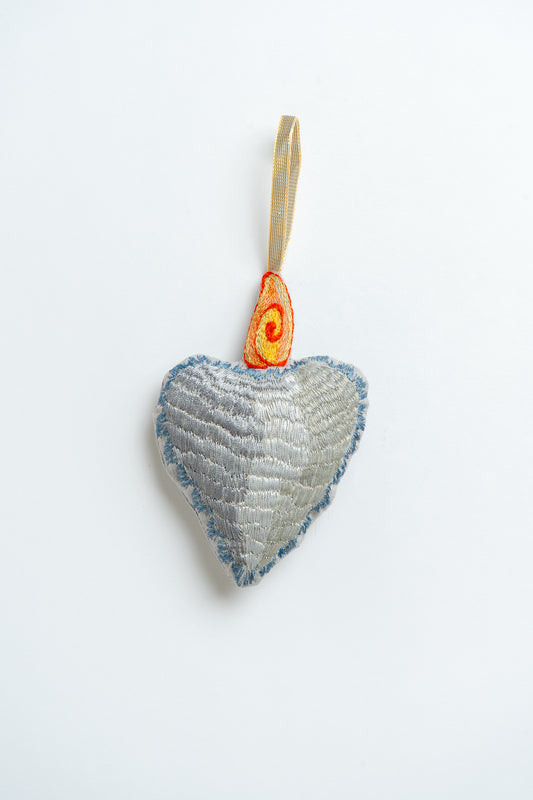 Silver Candle Heart Christmas Decoration Silver