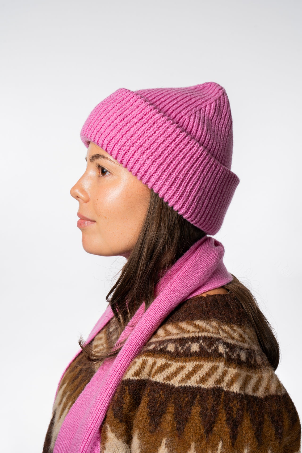 Chunky Soft Wool Beanie Hat Pink Exclusive