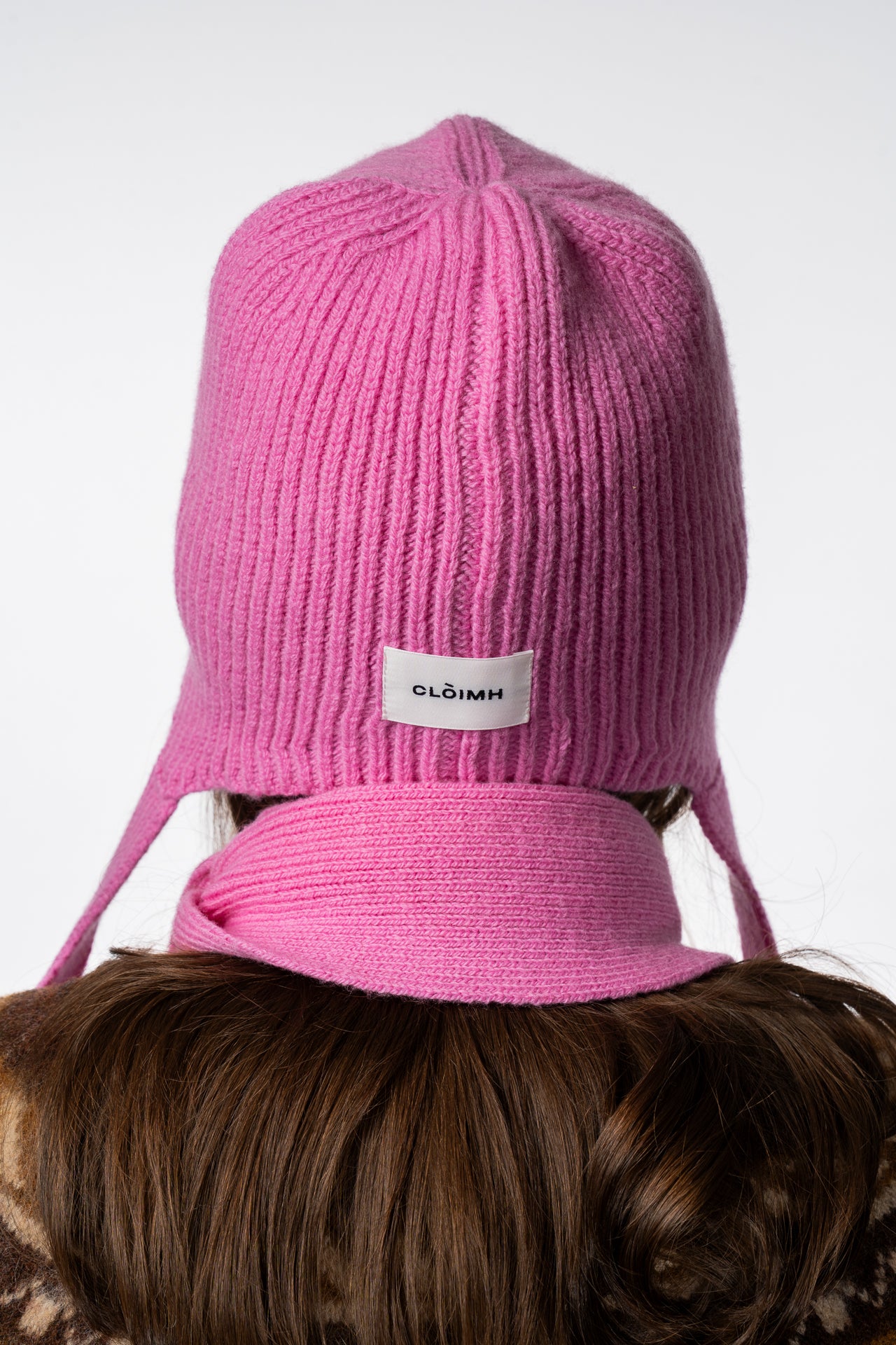 Soft Wool Tied Bonnet Hat Pink Exclusive