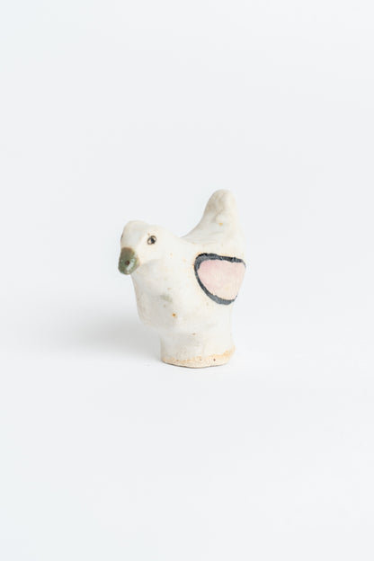 Ceramic 'Bird' Garden Cane Topper White