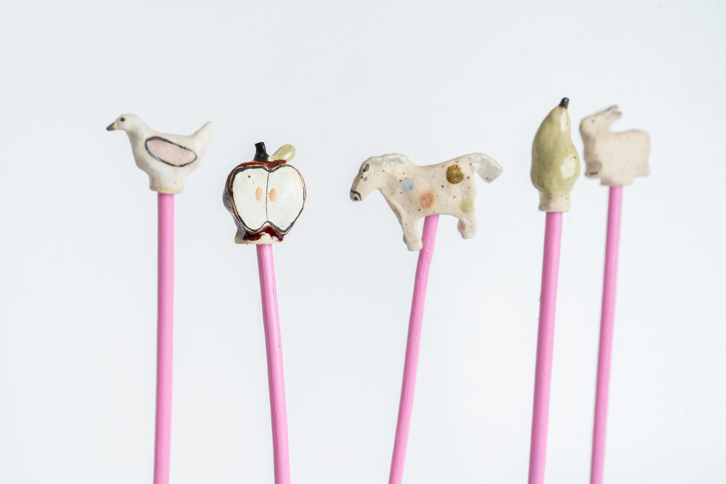 Ceramic 'Pear' Garden Cane Topper Green