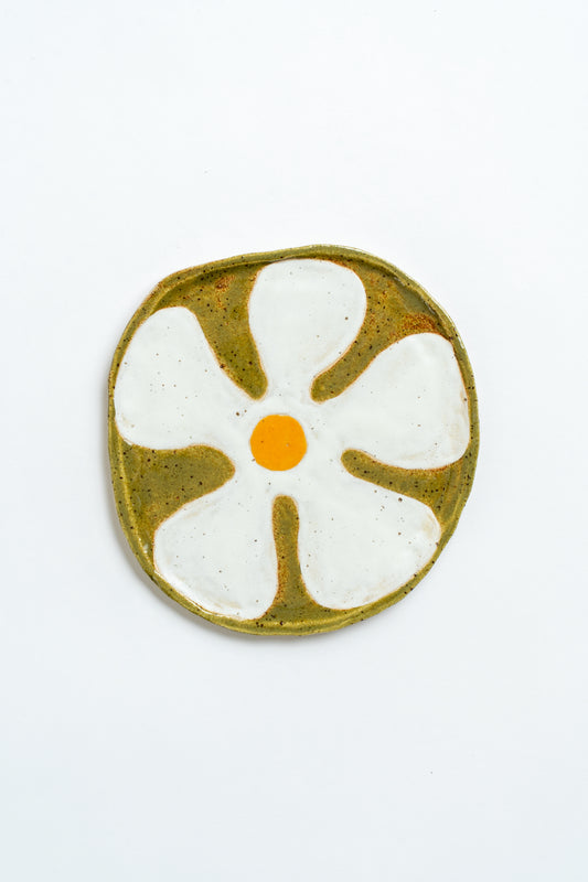 Ceramic 'Daisy' Hand Painted Plate White