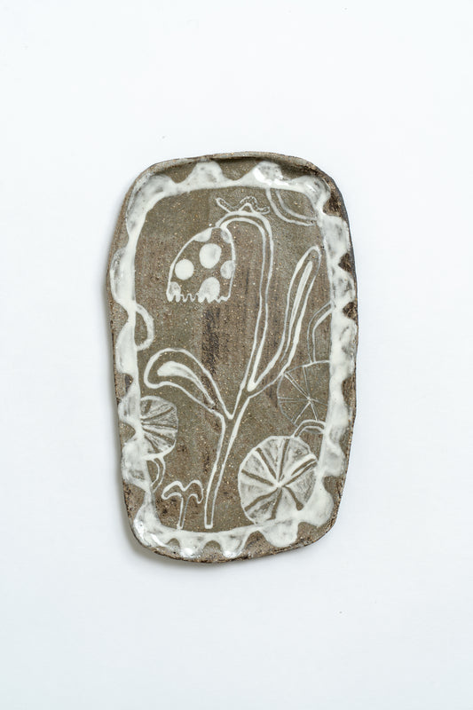 Ceramic 'Tulip & Nasturtium' Hand Painted Plate White