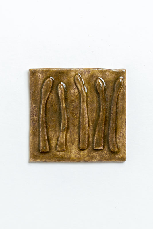 Hand Painted 'Asparagus' Ceramic Tile Green
