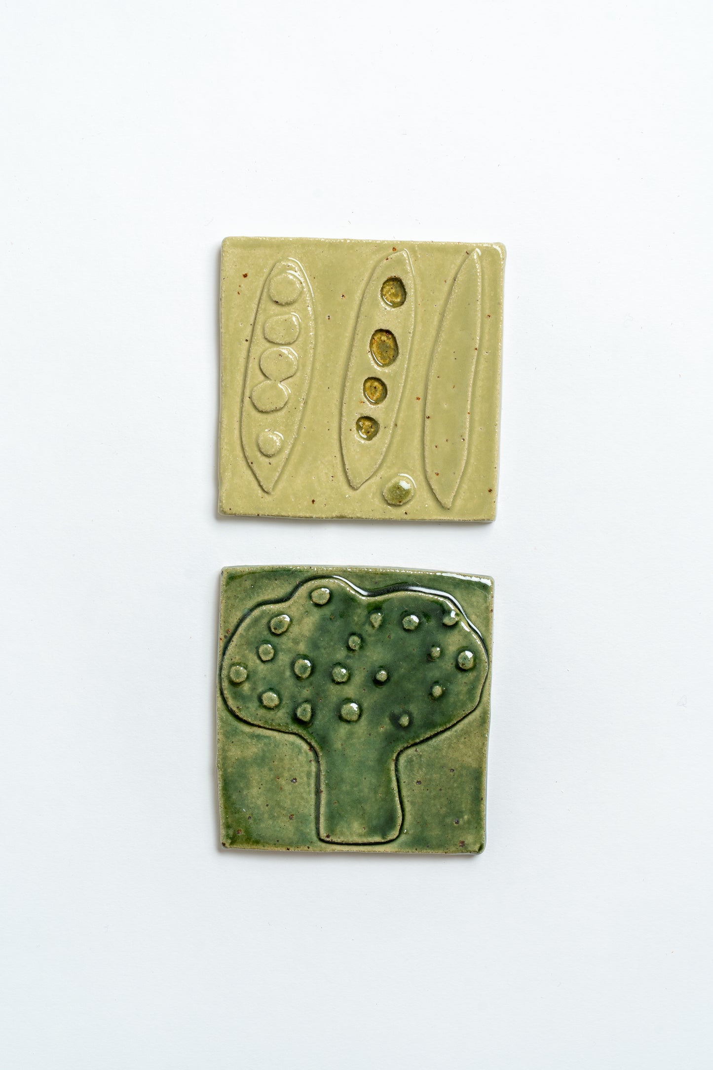 Hand Painted 'Brocolli' Ceramic Tile Green