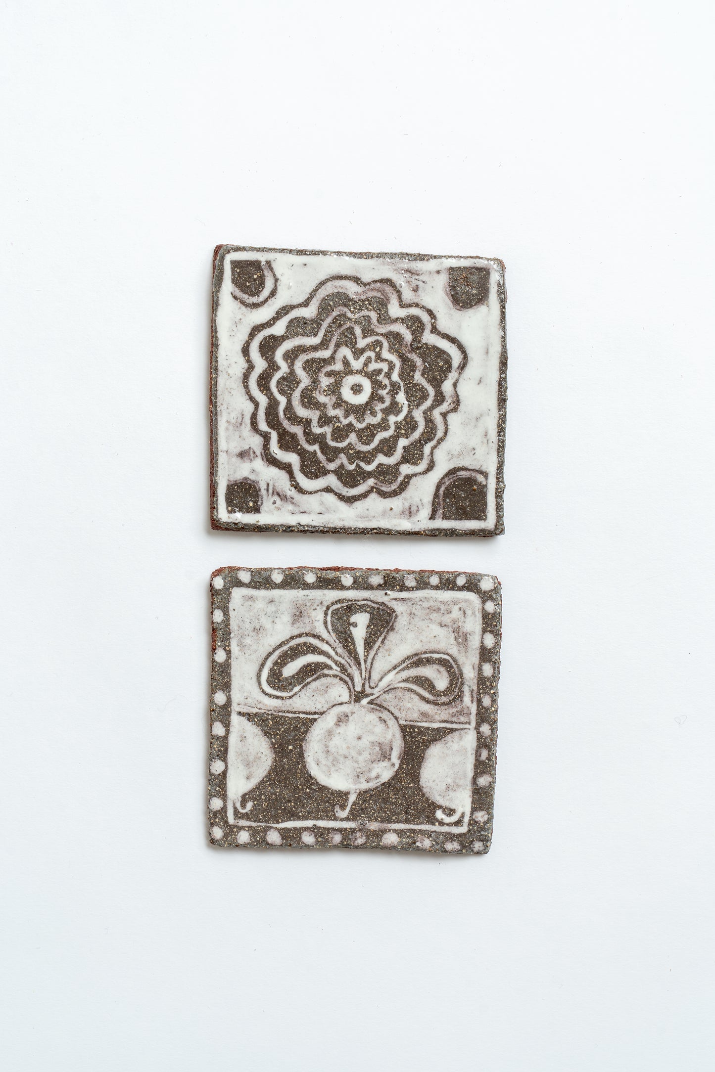 Hand Painted 'Marigold' Ceramic Tile White