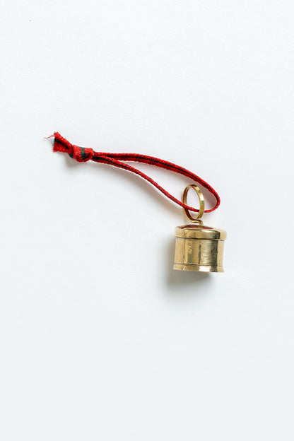 Brass Cow Bell Christmas Decoration Red