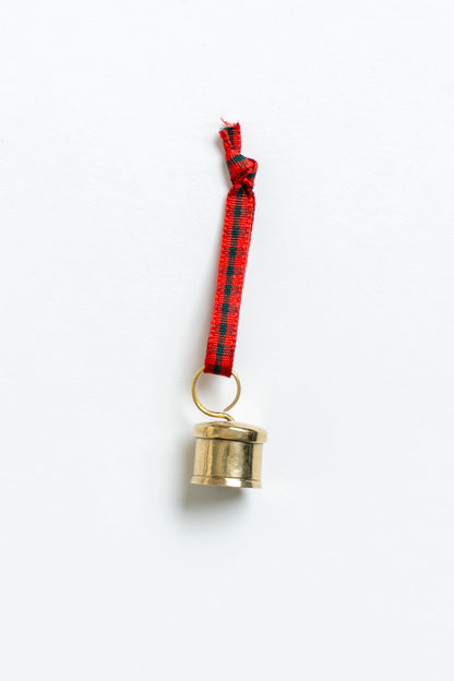 Brass Cow Bell Christmas Decoration Red