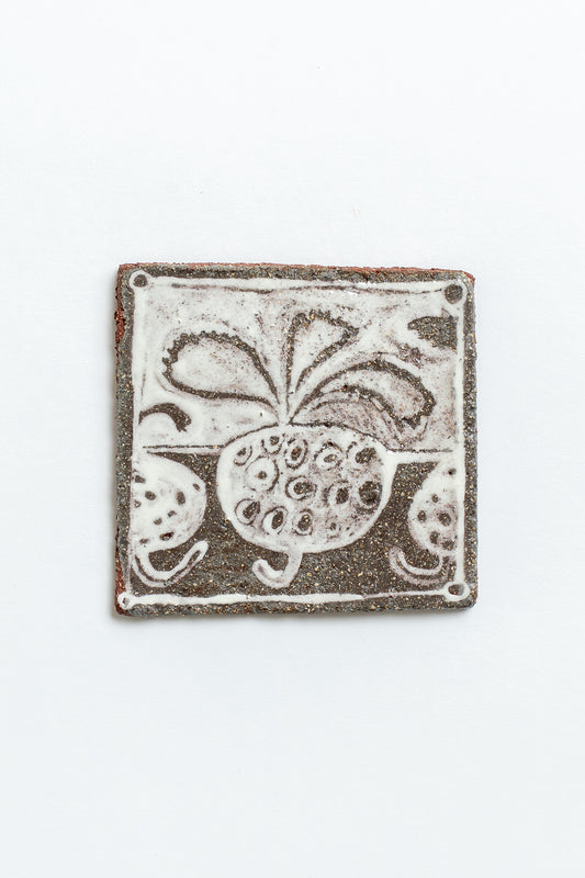 Hand Painted 'Big Spotty Turnip' Ceramic Tile White