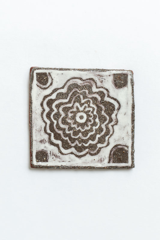 Hand Painted 'Marigold' Ceramic Tile White