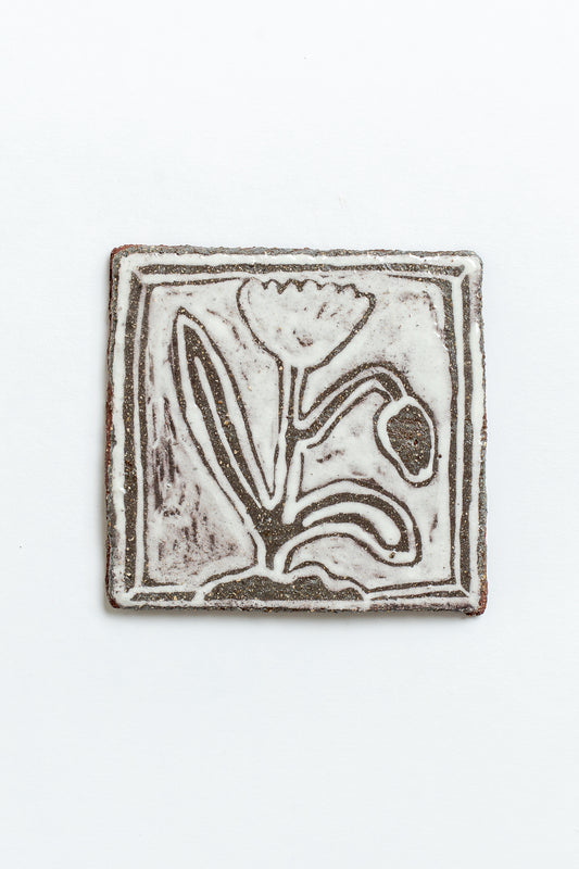 Hand Painted 'Tulip' Ceramic Tile White