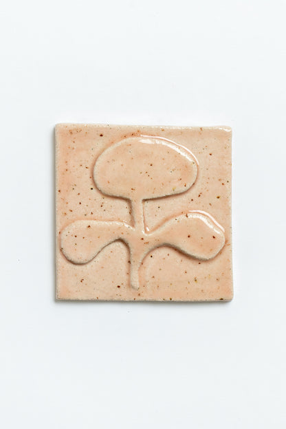 Hand Painted 'Flower' Ceramic Tile Pink