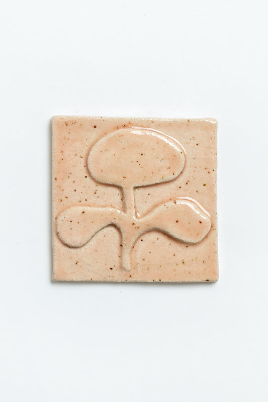 Hand Painted 'Flower' Ceramic Tile Pink