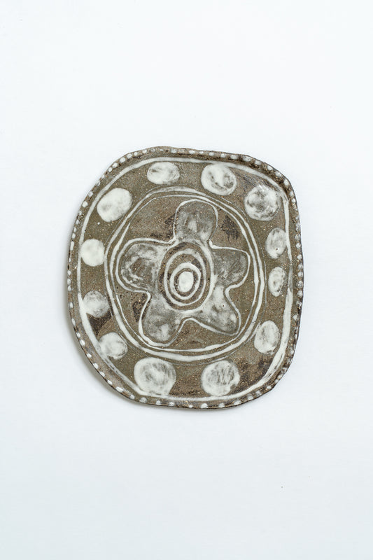 Ceramic 'Flower Dots' Hand Painted Plate White