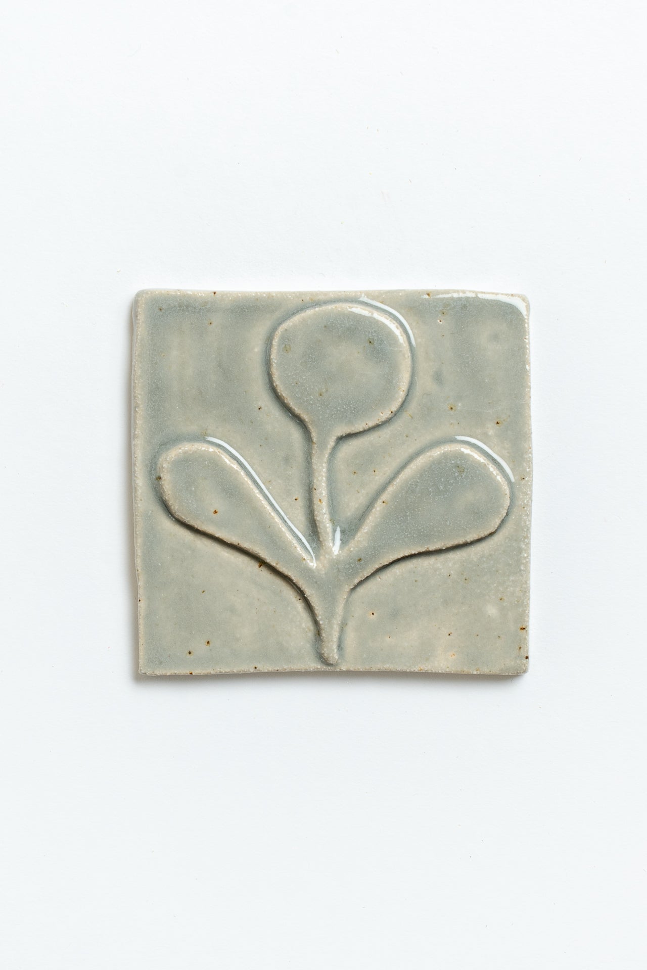 Hand Painted 'Flower' Ceramic Tile Grey