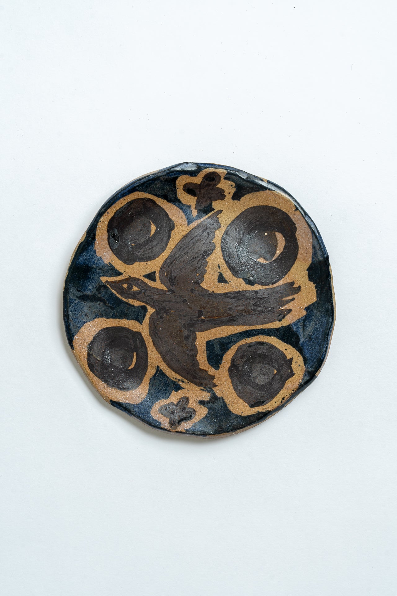 Ceramic Black Bird with Moons Plate